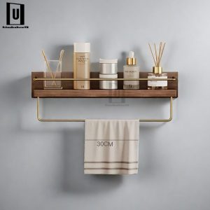 Bathroom Shelves with Towel Bar - Industrial