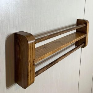 Handmade Rustic Pine Bath Shelf with Towel Bar